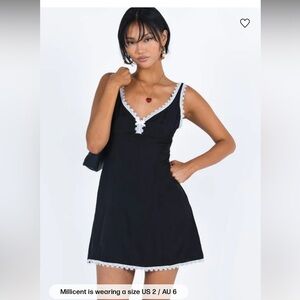 Princess Polly Lace-trimmed Black Mini Dress